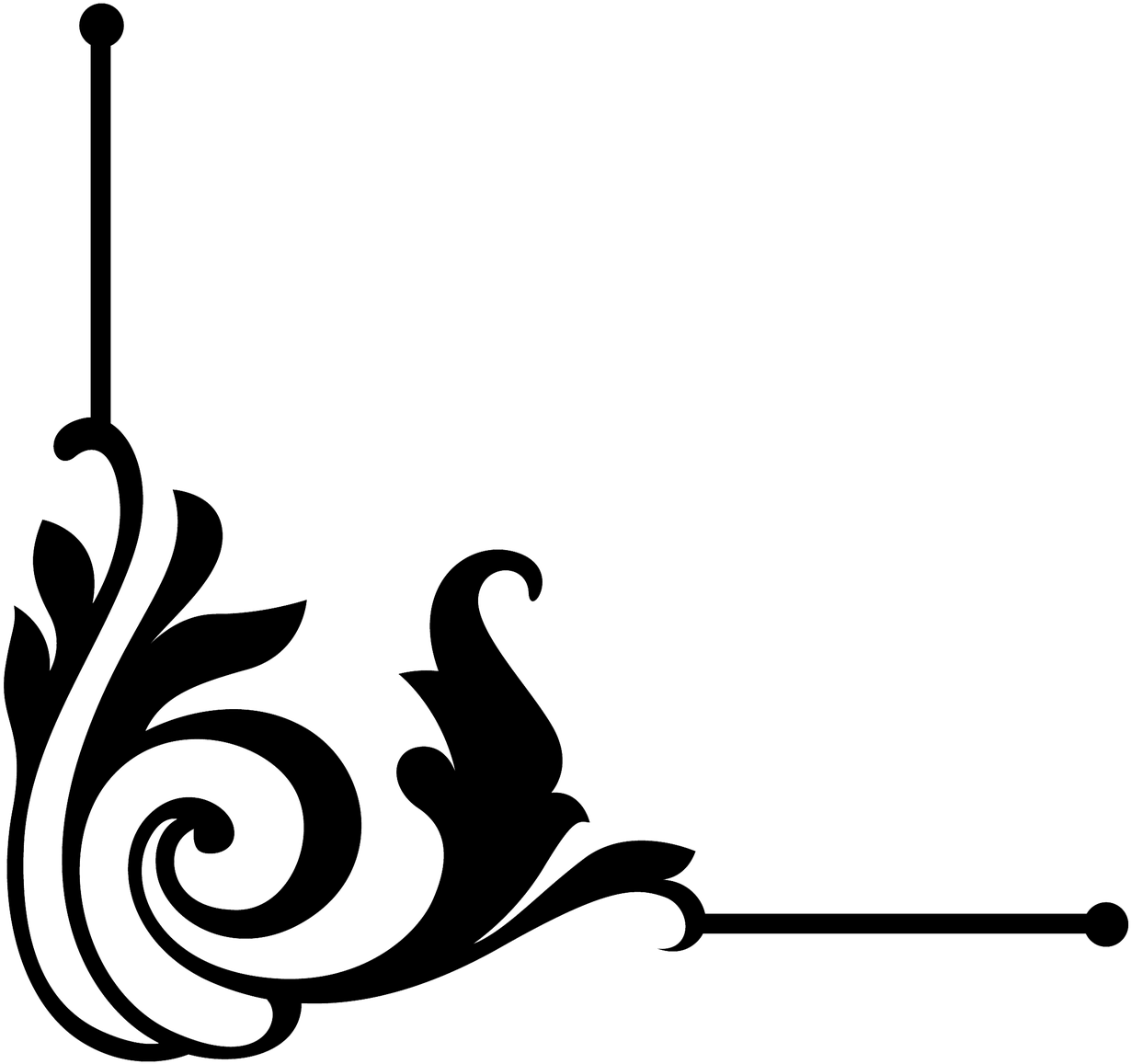 Corner Frame Leaves - Ornament Vector (1280x1280), Png Download