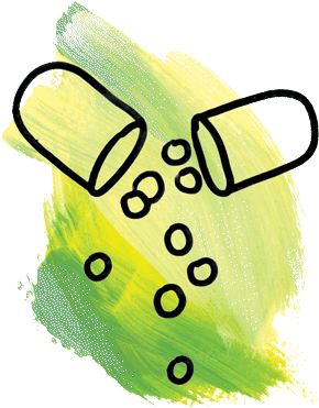 Line Drawing Of Open Pill Capsule With Medicine Falling - Capsule (303x400), Png Download