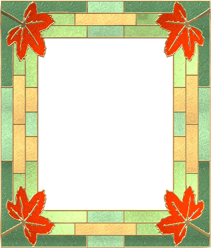 Picture Frame Leaves Stainedglass 01 - Stained Glass (430x505), Png Download