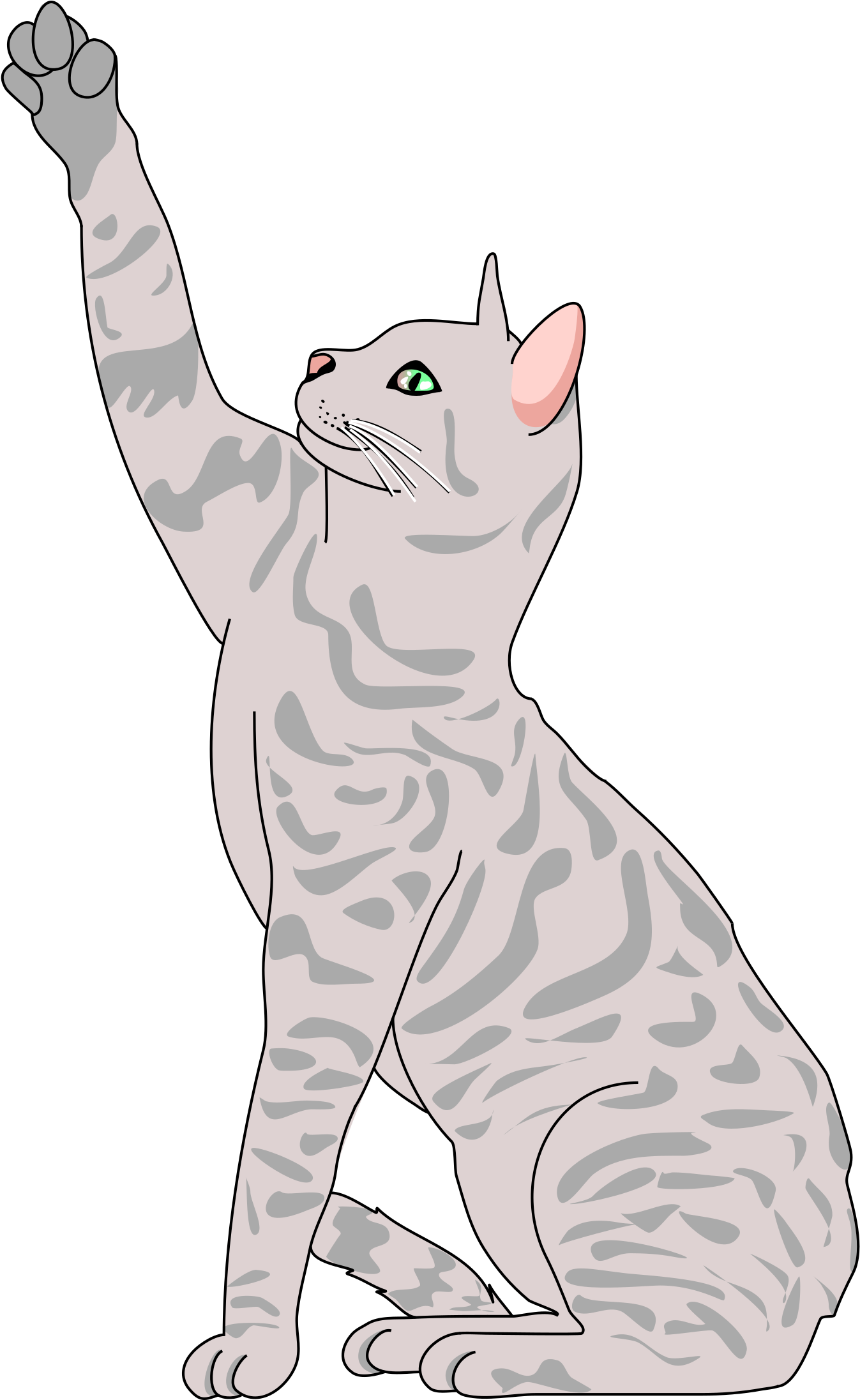 Kittens Clipart Playful - Cartoon Cat Reaching Up (2400x2400), Png Download