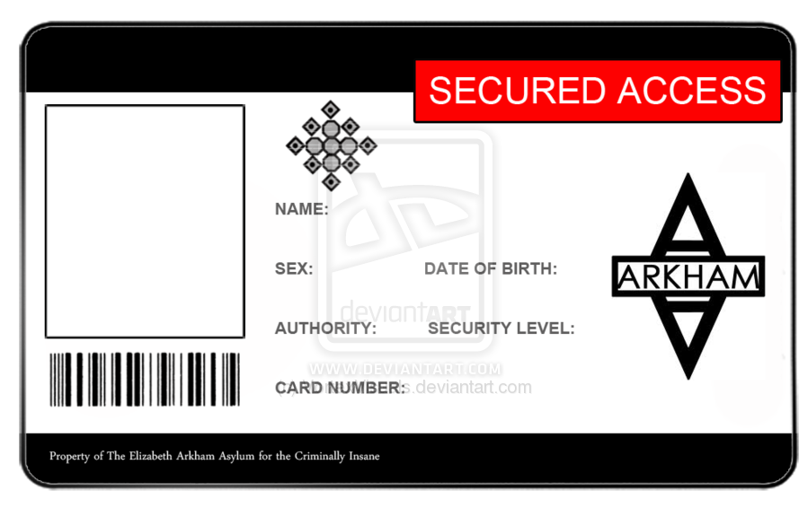 Arkham Asylum Id Card (900x565), Png Download