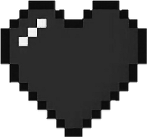 Pixel Black Heart Png (486x454), Png Download