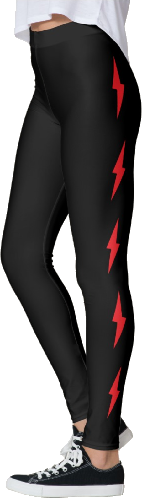 Side Red Lightning Bolts Black Leggings - Jrosecompany Sprüche 18:10 Leggins (382x1024), Png Download