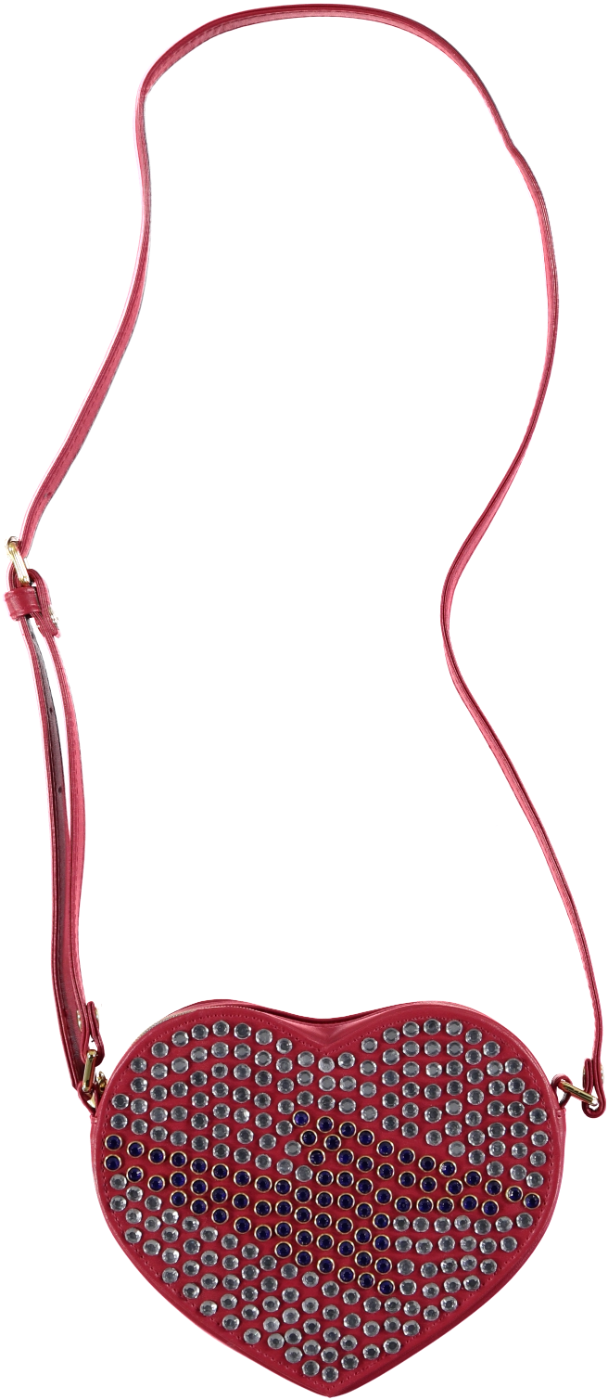 Lightning Bolt Diamante Heart Shaped Handbag Red (600x600), Png Download
