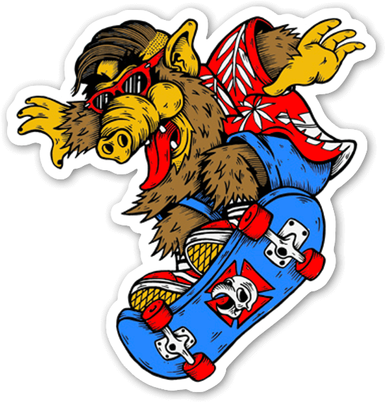 Alf Skateboarding Stickers - Alf Skate (573x600), Png Download