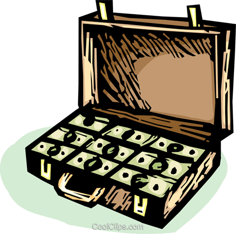 Briefcase Full Of Money Royalty Free Vector Clip Art - Mala De Dinheiro Png (480x476), Png Download