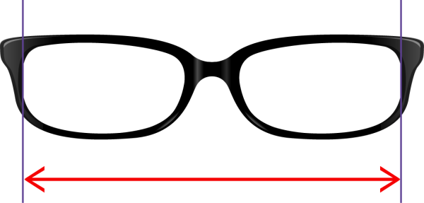 Ltl Frame Width For Glasses - Total Frame Width Glasses (600x287), Png Download