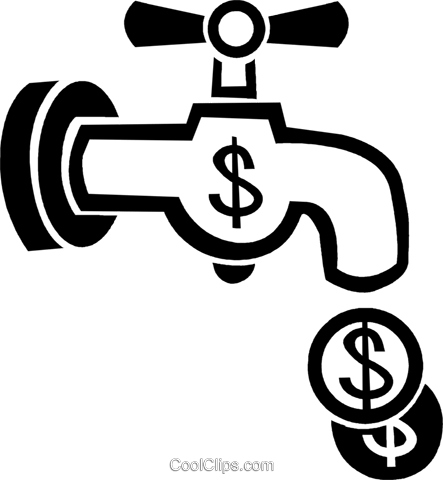 Faucet Of Money Royalty Free Vector Clip Art Illustration - Vetor Torneira Png (443x480), Png Download