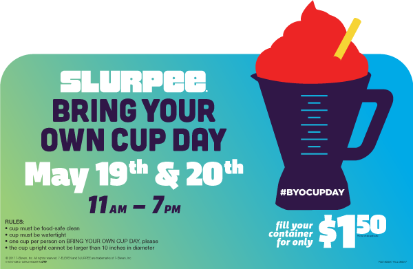 Slurpee Fans Invited To Get Creative With 'bring Your - Free Slurpee Day 2017 (600x391), Png Download