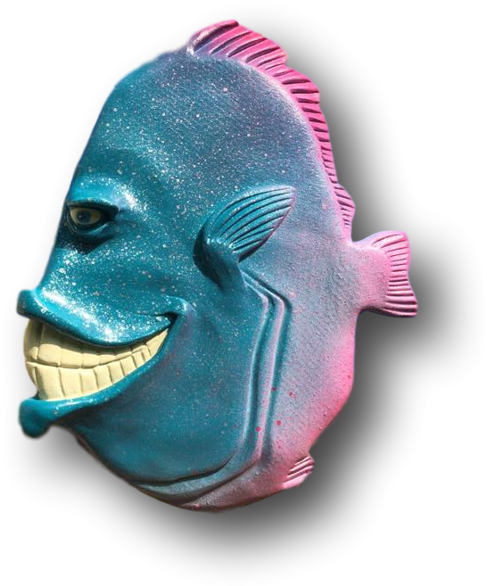 Blue Glitter Laughing Larry Fish Art - Art (663x662), Png Download