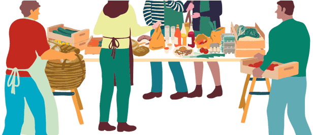 Png Black And White Pop Up Market Facilitator - Pop Up Market Cartoon (640x265), Png Download