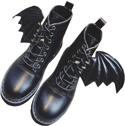 Itgirl Shop Bat Wing Leather Lace Up Boots Aesthetic - Bat Boots (460x460), Png Download