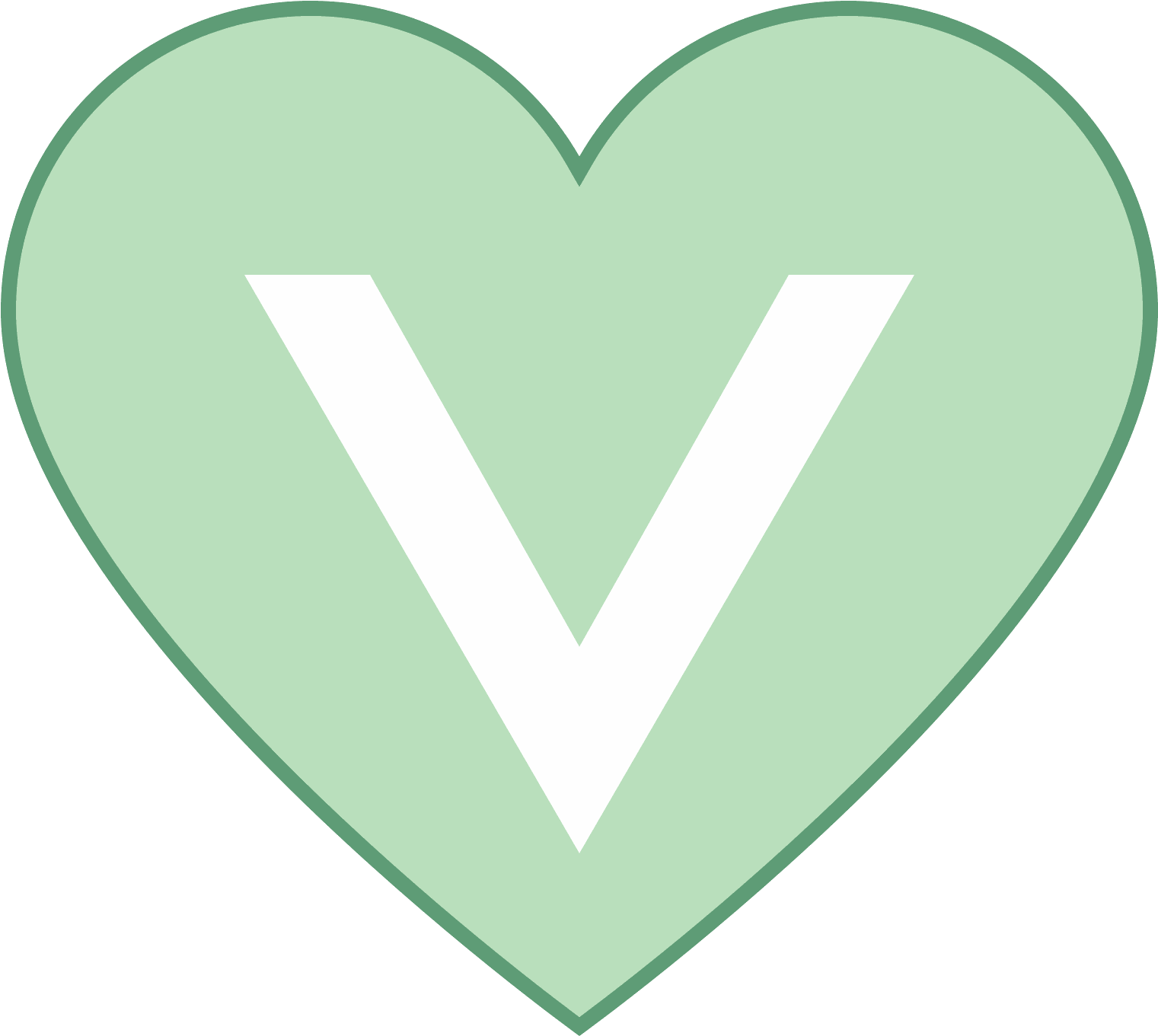 The Universal Sign For Vegans, A Heart With The Letter - Portable Network Graphics (1600x1600), Png Download
