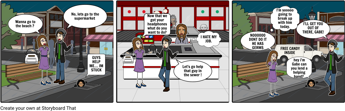 Gabe In A Sewer - Cartoon (1164x385), Png Download