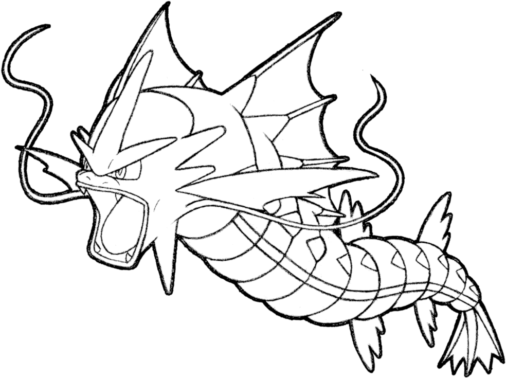 130 Mega Gyarados By Realarpmbq On Deviantart - Gyarados Black And White (1015x787), Png Download