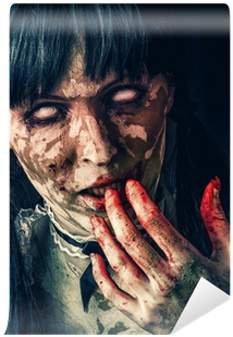 Scary Zombie Woman With Bloody Eyes Wall Mural • Pixers® - 97,5 Zombies - Ebook (400x400), Png Download