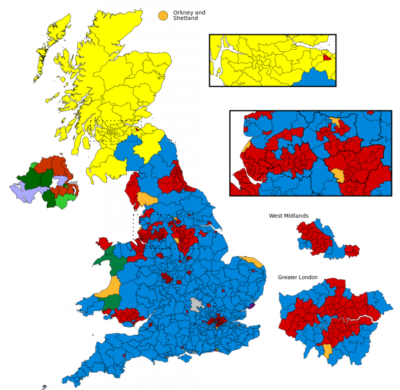 2015ukelectionmap By Italay90, Recoloured By Cryptographic - Uk Political Party Map (787x768), Png Download