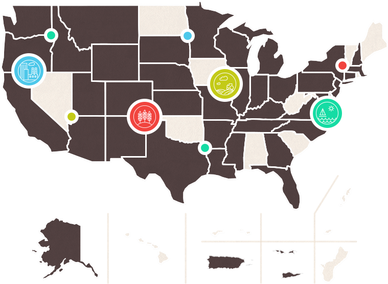 Map Of Us Where Atsdr Worked - Casabella West Coast Butter Keep 'n Slice (799x570), Png Download