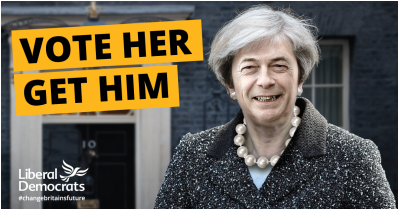 May As Farage - Lib Dems Vote Her You Get Him (600x600), Png Download