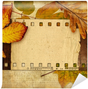 Retro Background With Frame And Autumn Leaves Wall - Old Film Strip (400x400), Png Download