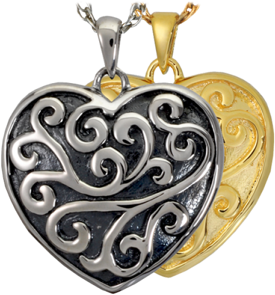 Scrollwork Filigree Heart - Necklace (500x500), Png Download