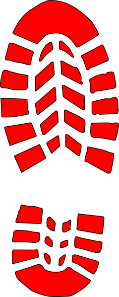Red Boot Print Clip Art At Clker - Boot Print Vector (240x598), Png Download