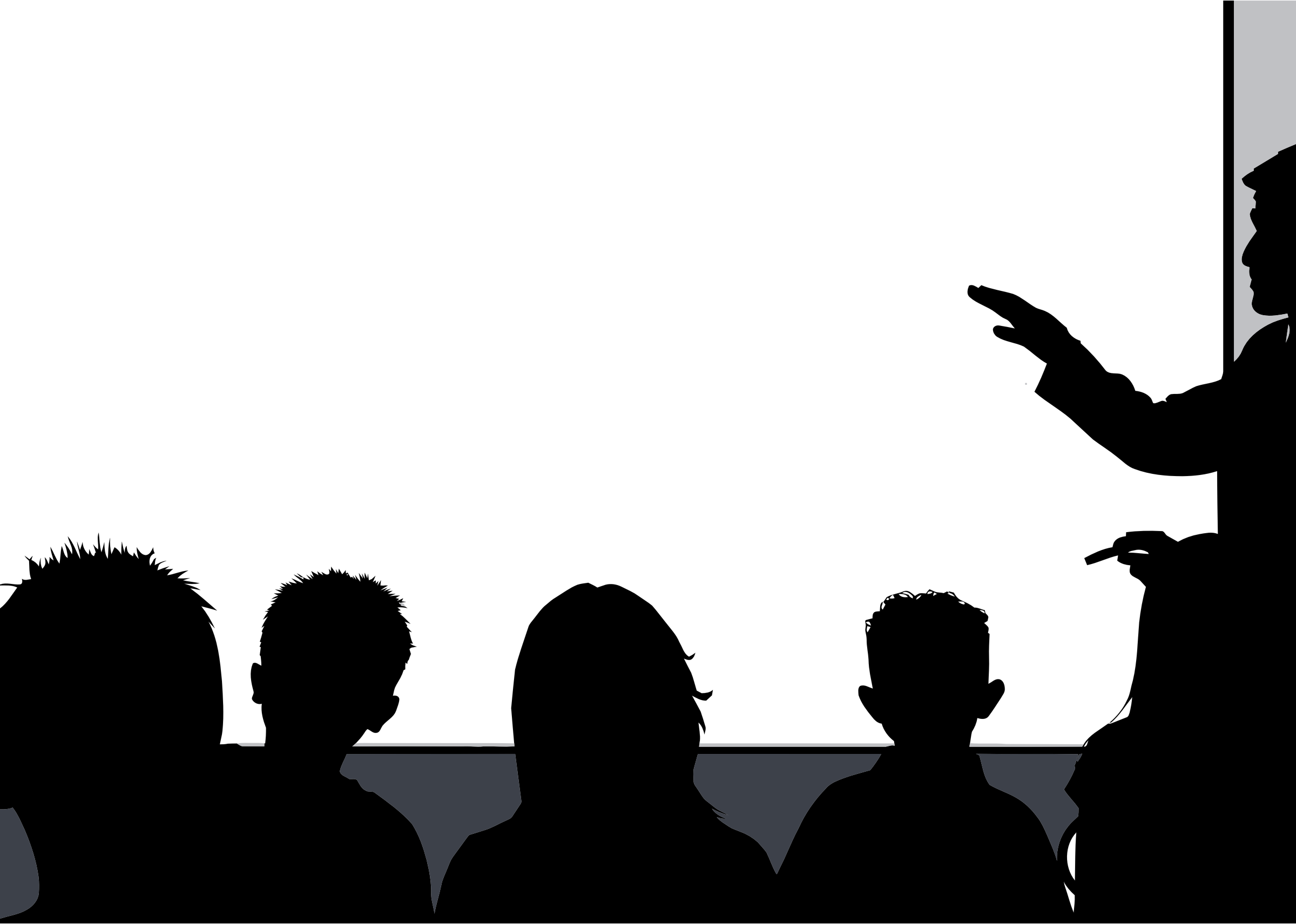 Crowd Clipart Transparent Background - Silhouette Classroom (2400x1712), Png Download