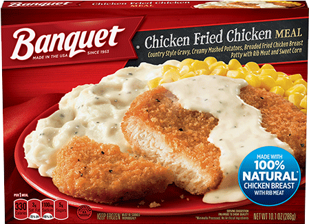 Chicken Fried Chicken Meal - Banquet Mac & Cheese - 8 Oz Box (500x500), Png Download