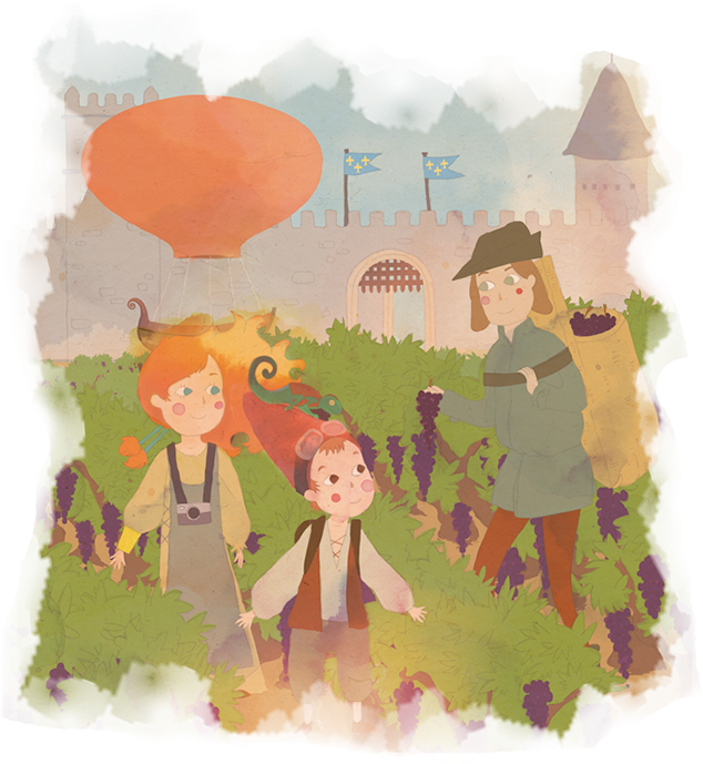 Entre Viñedos En La Francia Medieval - Cartoon (650x697), Png Download
