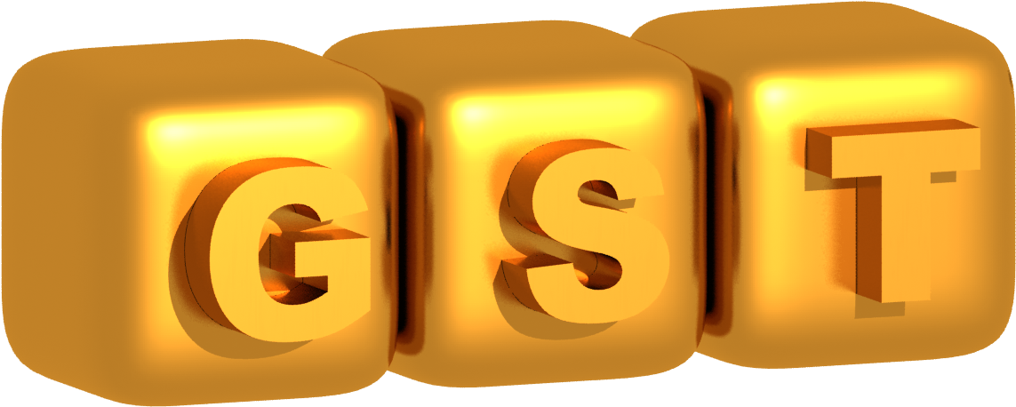 Gst 3d Text Gold Golden Goods Service Tax Designer - Coin (1178x493), Png Download