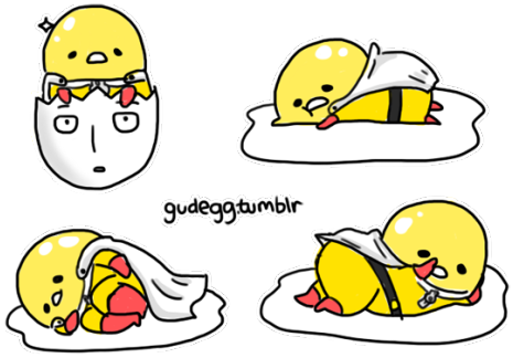 Gudeggtumbir Yellow Text - Gudetama One Punch Man (500x381), Png Download