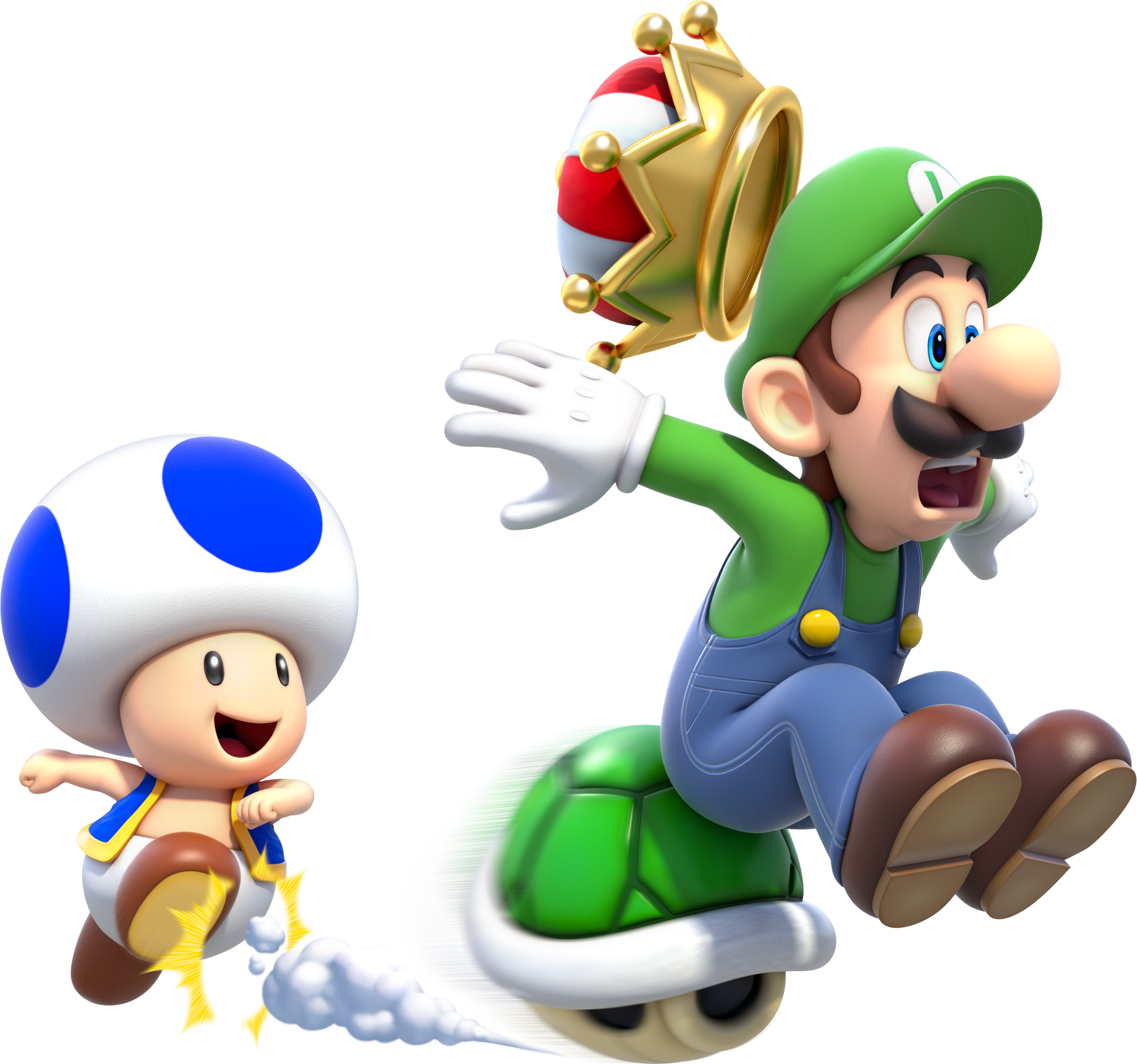 Luigi Toad Crown Artwork - Luigi And Blue Toad (2500x2339), Png Download