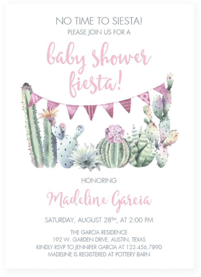Fiesta Baby Shower Invitation Template For Girl By - Baby Shower (819x1024), Png Download