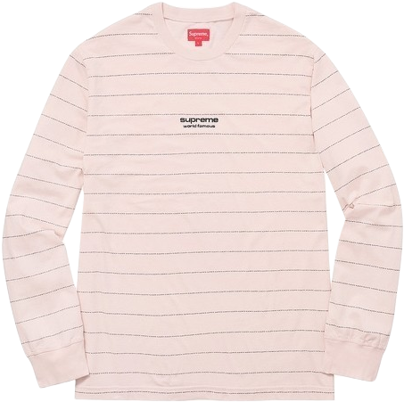 Supreme Logo Stripe L/s Top - Cardigan (496x494), Png Download