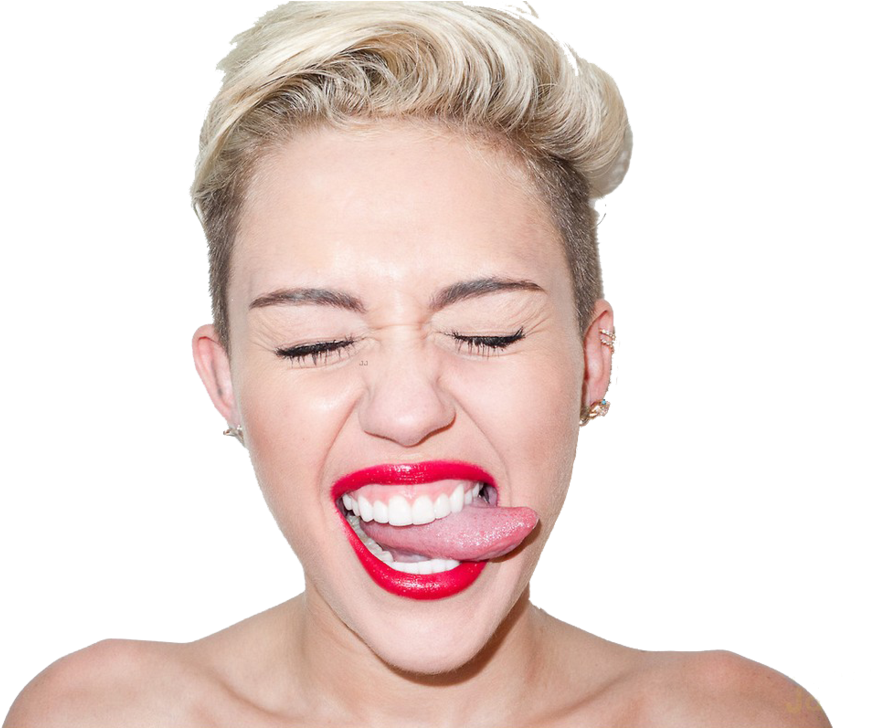 Miley Cyrus Tongue Png Svg Library Library - Miley Cyrus Sticking Her Tounge Out (1100x727), Png Download