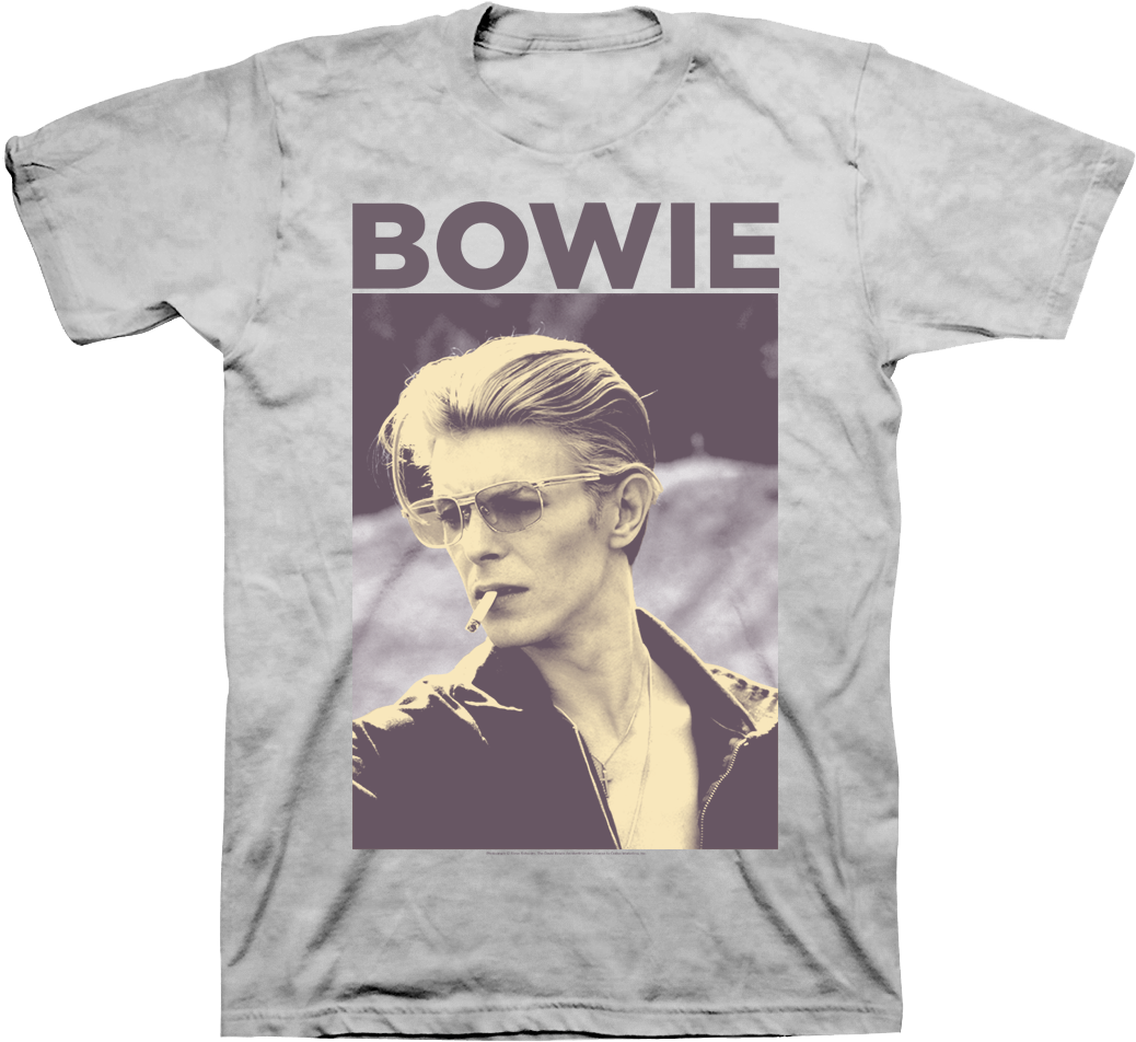 David Bowie Smoking Silver Grey T-shirt - David Bowie Shirt (600x600), Png Download