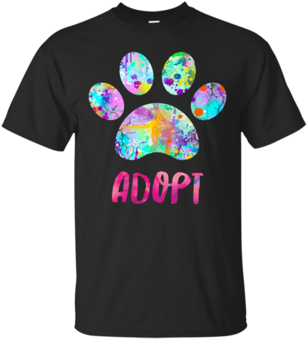 Adopt A Dog , Watercolor Rescue Paw Print Apparel - T Shirt Gucci Woman (480x480), Png Download