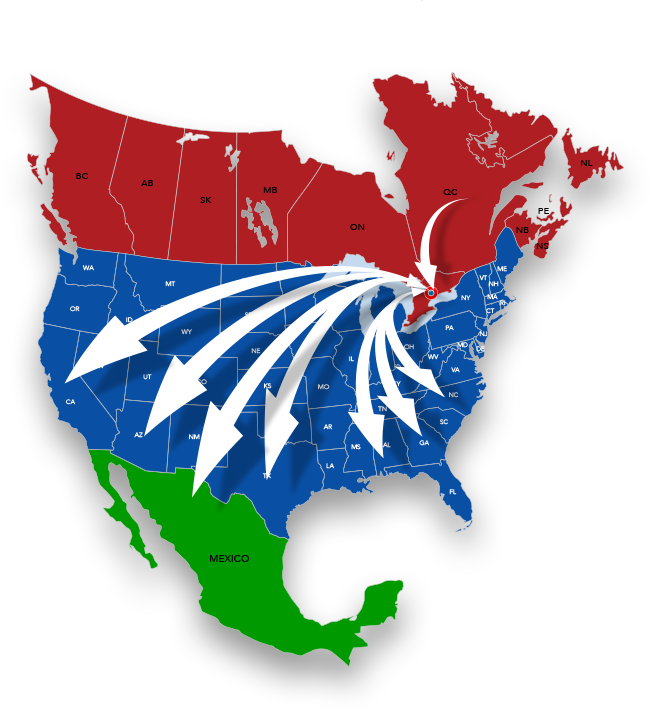 Shipping From Canada To Mexico - Mexico Usa And Canada (650x711), Png Download