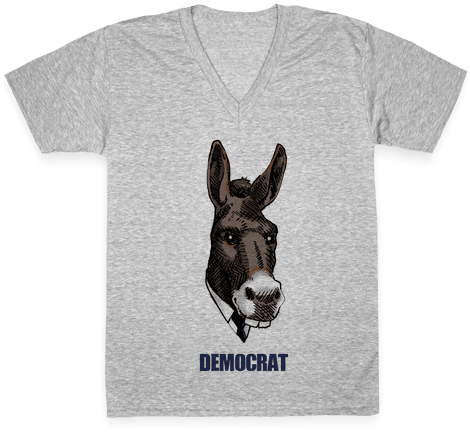 Democratic Donkey V-neck Tee Shirt - T-shirt (484x484), Png Download