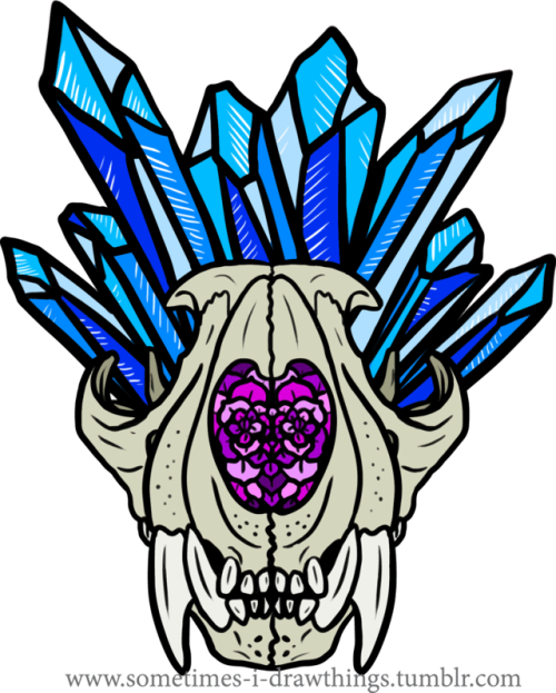Deer Skull Drawing - Crystal Tattoo Designs (500x623), Png Download