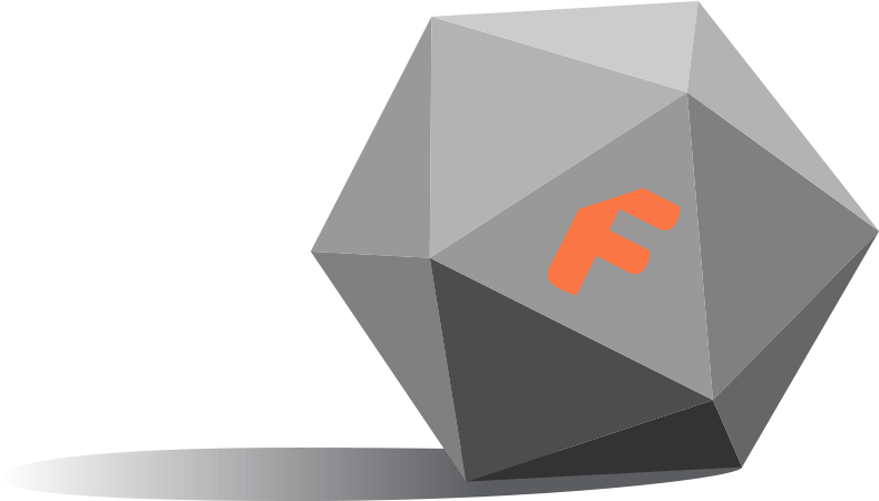 A Twenty Sided Die Sitting At Rest With The F From - Emblem (922x525), Png Download