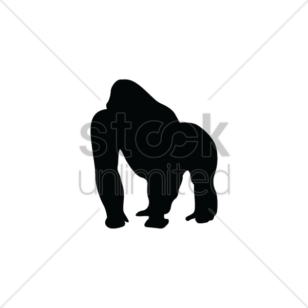 Silhouette Of Gorilla Vector Image - Silhouette (600x600), Png Download