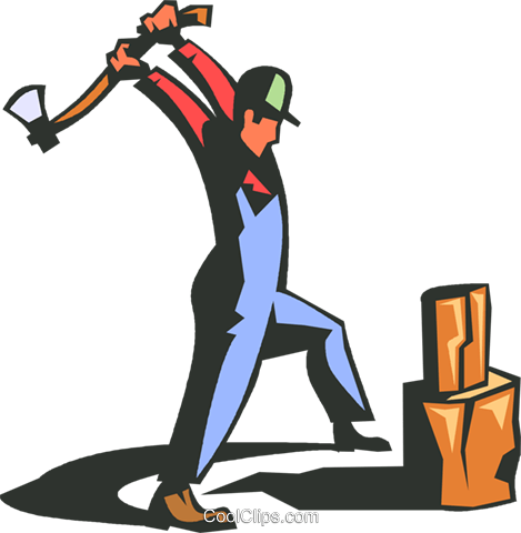 Man With Axe Splitting Wood - Man With Axe Png (469x480), Png Download