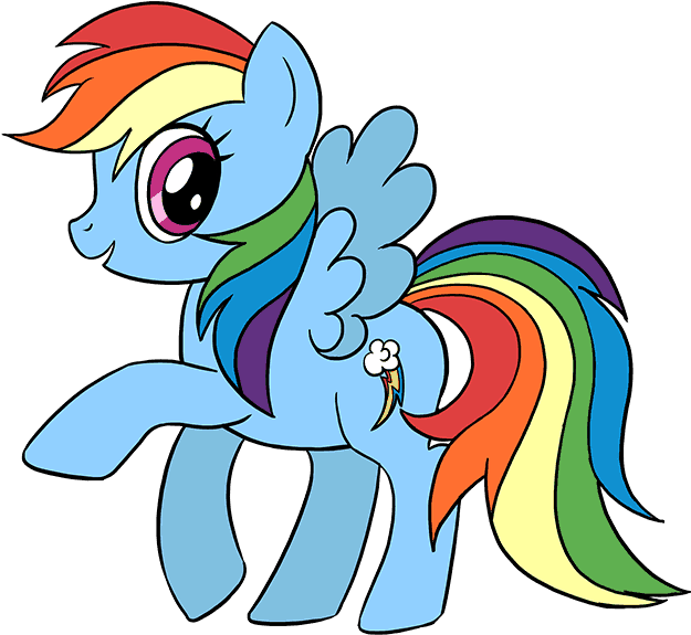 How To Draw My Little Pony Rainbow Dash - My Little Pony Drawing Colored (678x600), Png Download