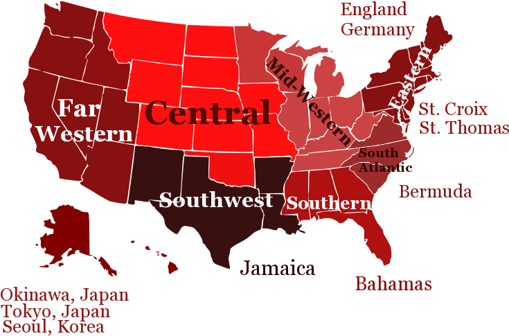 Delta Sigma Theta's Seven Regions - Delta Sigma Theta Map (800x530), Png Download