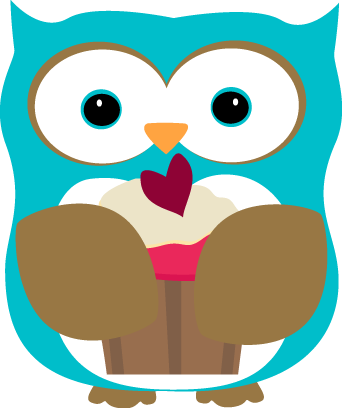 Owl Eating A Cupcake - Cute Owl Clipart Png (342x408), Png Download