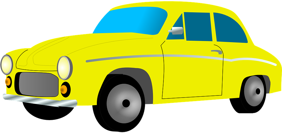 Car Clip Art Black And White Clipart Panda - Yellow Car Clip Art (600x292), Png Download
