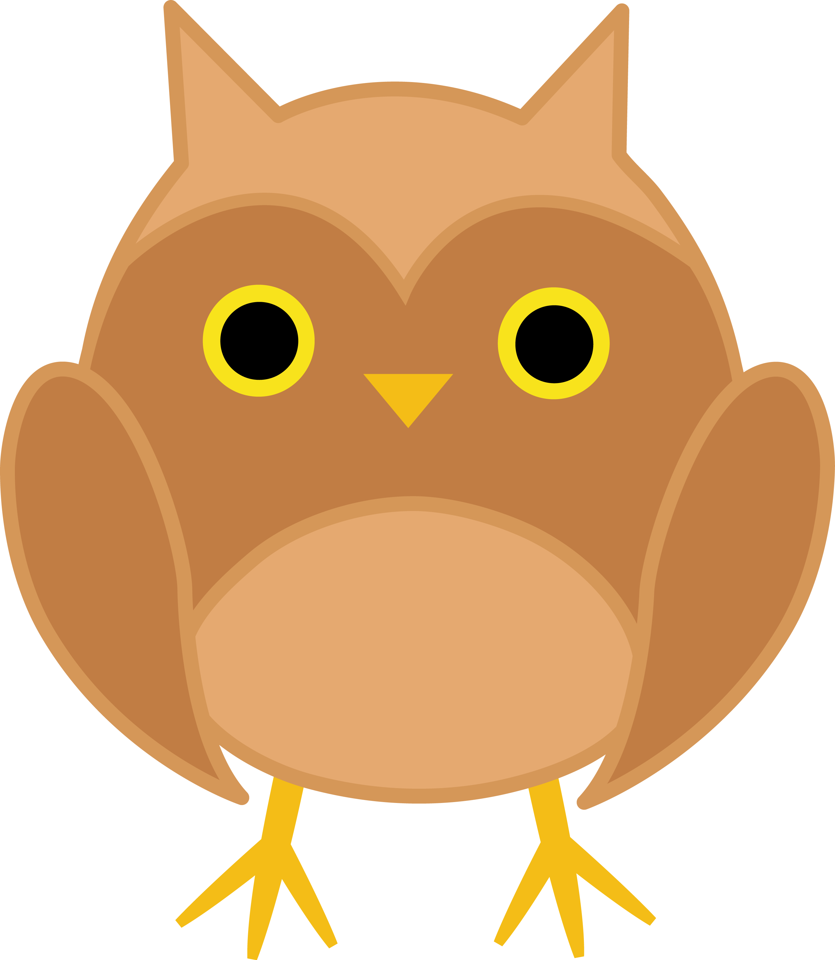 Free Cute Owl Clip Art - Brown Owl Clip Art (2810x3228), Png Download