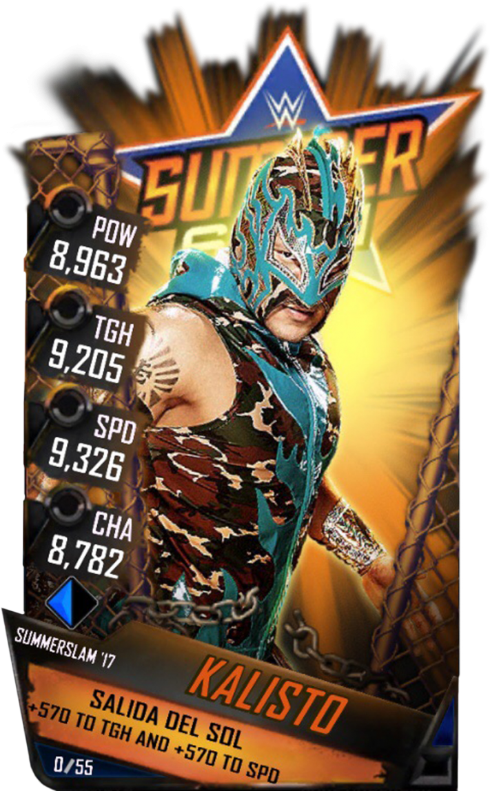 Kalisto S3 15 Summerslam17 - Wwe Supercard Summerslam 17 Cards (733x1158), Png Download