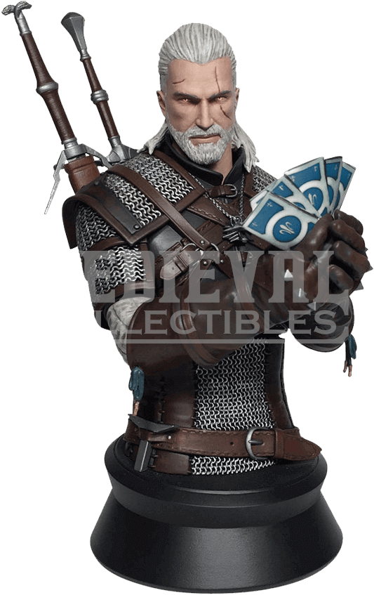 The Witcher 3 Wild Hunt Geralt Playing Gwent Bust - Geralt Witcher (850x850), Png Download